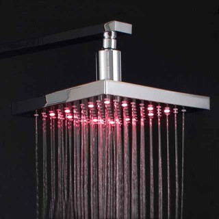 Contemporary Rain Shower,Wall Mounted Chrome Finish LED Color Changes with Water Temperature Rainfall Shower Top Spray