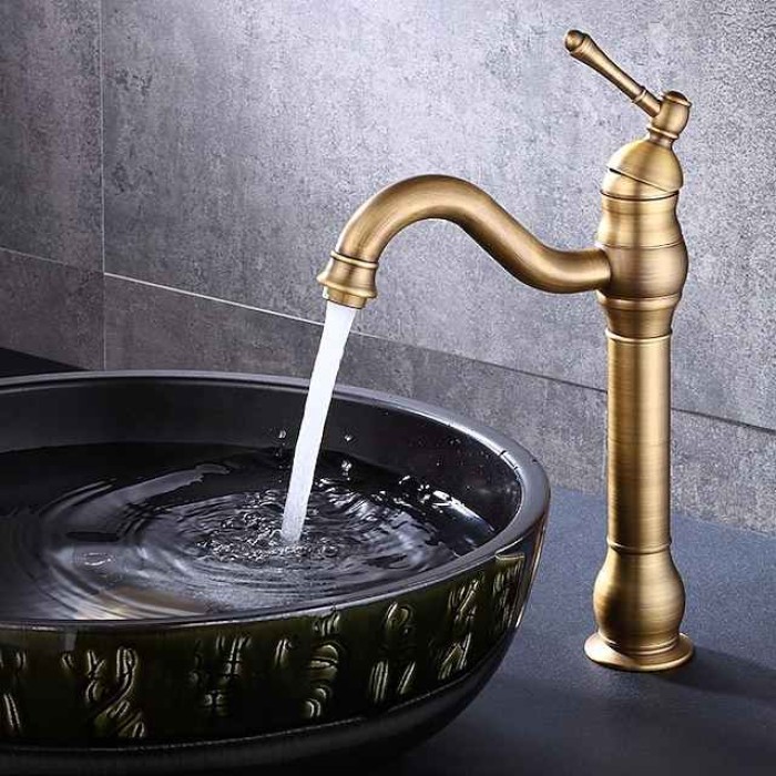 Bathroom Sink Faucet,Single Handle Rose Gold/Black/Brushed Gold/ Brass/Rustic One Hole Widespread Electroplated Faucet with Hot and Cold Water