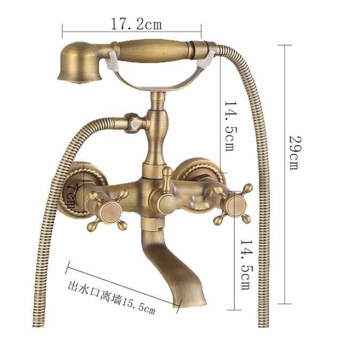 Bathtub Faucet,Wall Mounted Brass Rainfall Shower Mixer Taps Contain with Handshower and Cold/Hot Water