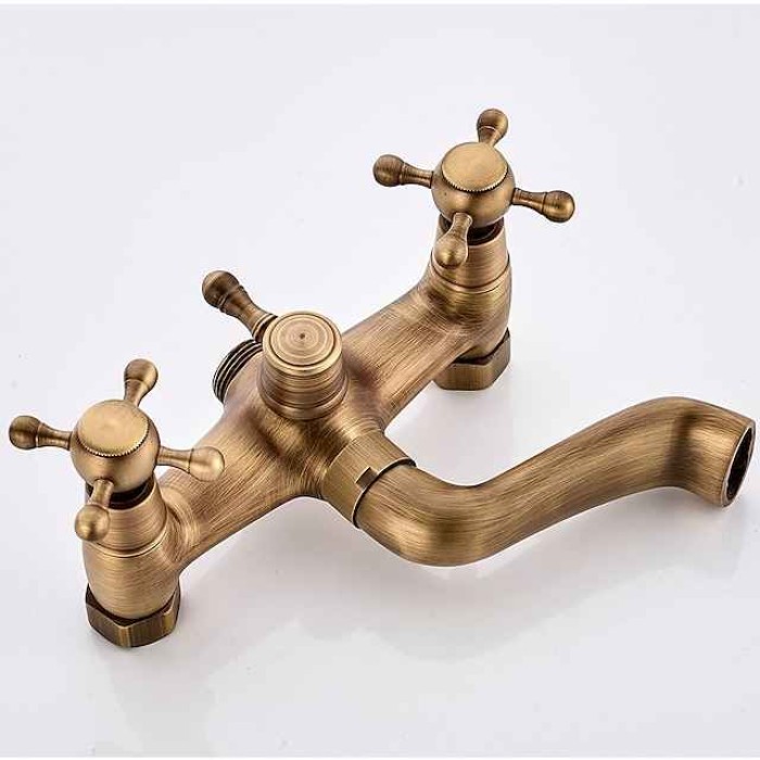 Bathtub Faucet,Wall Mounted Brass Rainfall Shower Mixer Taps Contain with Handshower and Cold/Hot Water