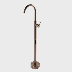 Antique Brass Bathtub Faucet Freestanding, 360 Swivel Spout Floor Mount Bath Tub Shower Filler Mixer Taps, Vintage Free Standing Clawfoot Tub with Hot and Cold Water Hose