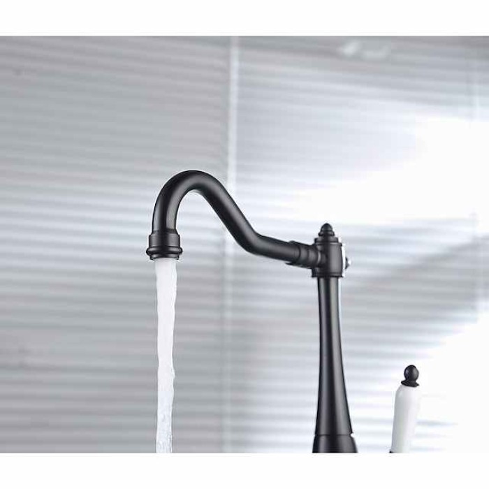 Kitchen Faucet,Oil-rubbed Bronze Single Handle One Hole Standard Spout Faucet Set With Hot and Cold Water