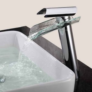 Bathroom Sink Faucet - Waterfall Chrome Centerset One Hole / Single Handle One HoleBath Taps / Brass