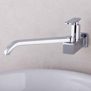 Copper Kitchen Sink Faucet,Waterfall Chrome Widespread Rotatable Single Handle One Hole Kitchen Taps with Ceramic Valve Cold Water Only