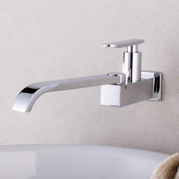 Copper Kitchen Sink Faucet,Waterfall Chrome Widespread Rotatable Single Handle One Hole Kitchen Taps with Ceramic Valve Cold Water Only