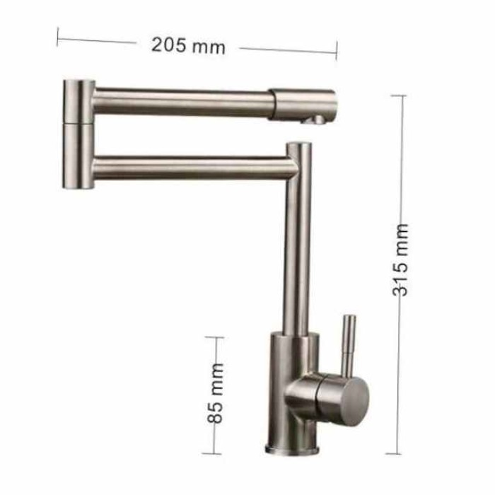 Kitchen Faucet,Modern Style Stainless Steel Single Handle One Hole Brushed Pot Filler Deck Mounted Retro Kitchen Taps With Hot and Cold Water