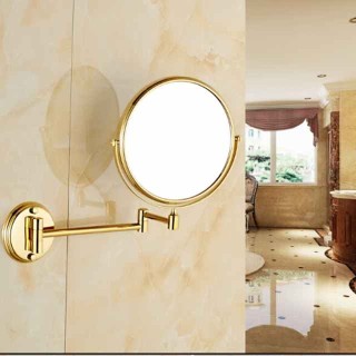 Bathroom Cosmetic Mirror Neoclassical Brass Wall Mounted Golden Shower Accessory 1 pc