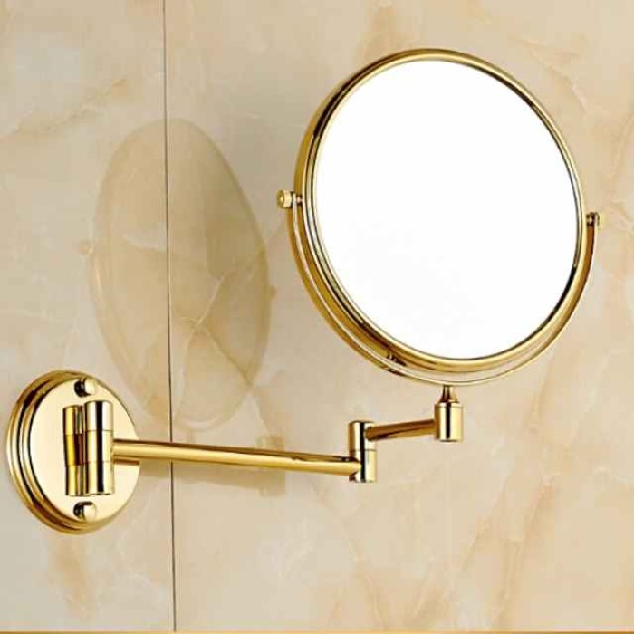 Bathroom Cosmetic Mirror Neoclassical Brass Wall Mounted Golden Shower Accessory 1 pc