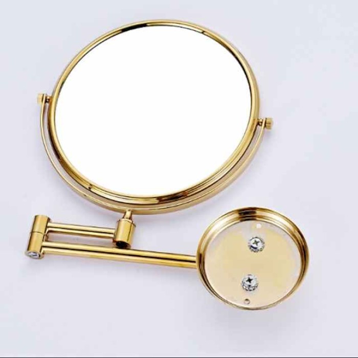 Bathroom Cosmetic Mirror Neoclassical Brass Wall Mounted Golden Shower Accessory 1 pc