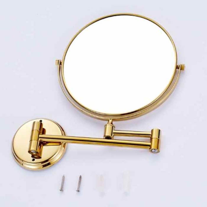 Bathroom Cosmetic Mirror Neoclassical Brass Wall Mounted Golden Shower Accessory 1 pc