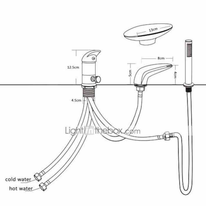 Waterfall Bathtub Faucet Deck Mounted, Widespread Bathroom Faucet Bath Roman Tub Filler Mixer Tap Brass, 3 Hole Sprayer with Cold Hot Water Hose