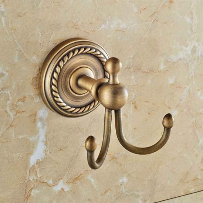 Antique Brass Wall Hook,Retro Style Robe Hook for Bathroom