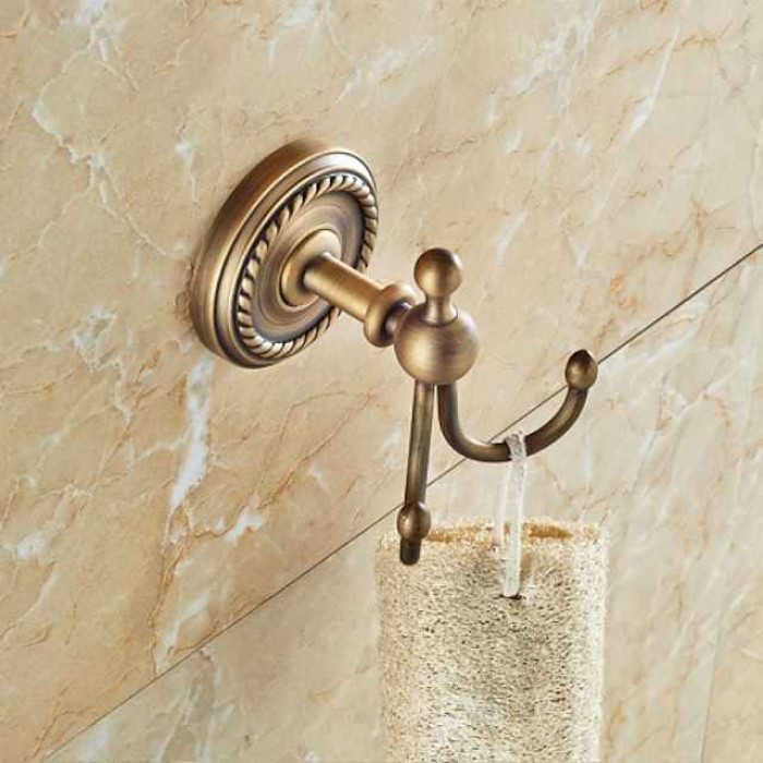 Antique Brass Wall Hook,Retro Style Robe Hook for Bathroom