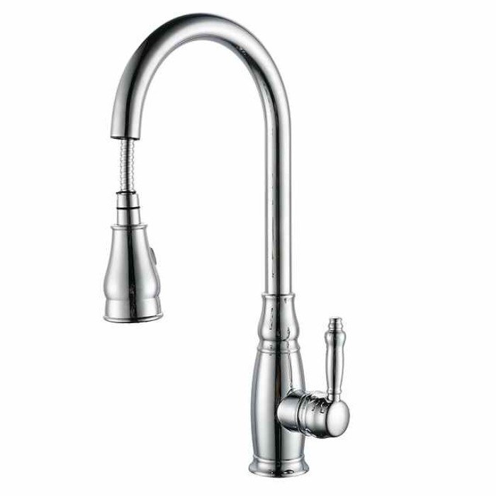 Kitchen Sink Mixer Faucet with Pull Out Sprayer, High Arc Brass Silver/Coffee Single Handle One Hole Oil-rubbed Bronze Pull Down Tall Kitchen Taps with Hot and Cold Water Hose