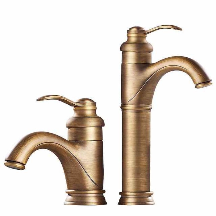 Single Handle Bathroom Faucet,Brass One Hole Waterfall/Centerset, Brass Traditional Bathroom Sink Faucet Contain with Cold and Hot Water