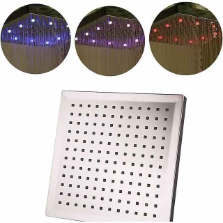 LED Tricolor Luminous Color Top Spray Shower Head With  Temperature /9 Inch Water Booster Top Spray (ABS Plating)