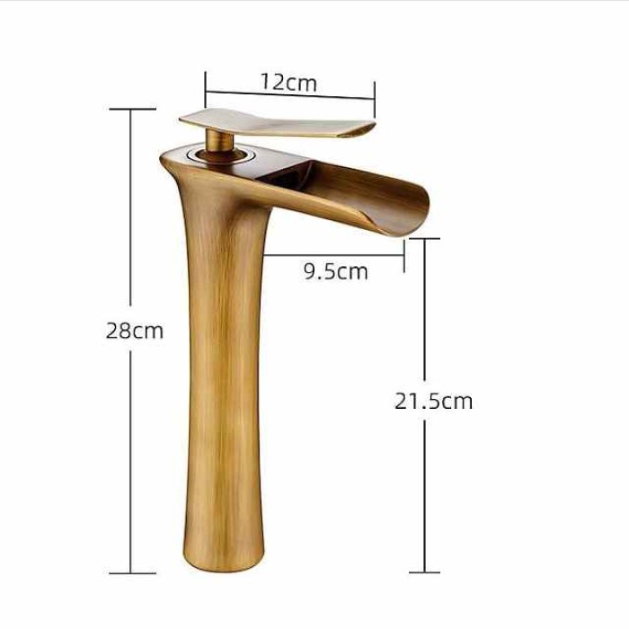 Bathroom Sink Faucet,Brass Waterfall Centerset Single Handle One Hole Bath Taps