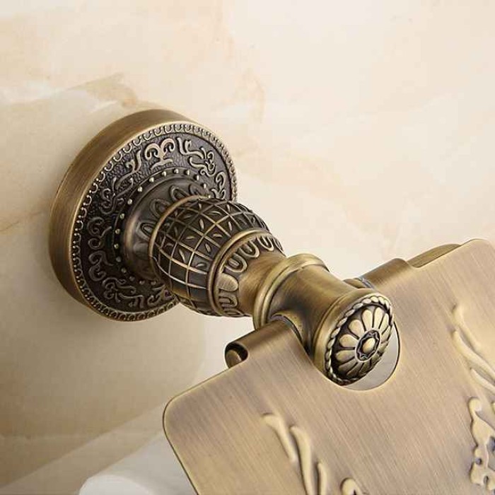 Toilet Paper Holders Antique Brass Carved Toilet Paper Holder for Bathroom 1pc