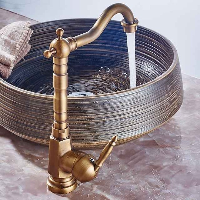 Bathroom Sink Faucet Copper/Centerset Basin Faucet Single Handle One Hole Bath Taps Contain with Cold and Hot Water