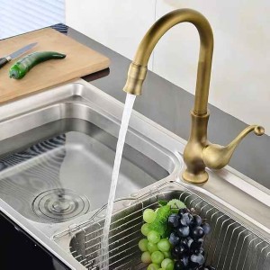 Traditional Kitchen Sink Mixer Taps Deck Mounted Brass, Vintage Retro Kitchen Faucet Single Handle Standard Spout Vessel Tap