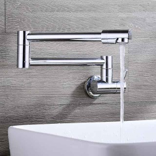 Single Handle Kitchen  Faucet Wall Mounted One Hole Rotatable/Foldable/Centerset, Brass Contemporary Kitchen Faucet Only with Cold Water