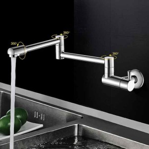 Single Handle Kitchen  Faucet Wall Mounted One Hole Rotatable/Foldable/Centerset, Brass Contemporary Kitchen Faucet Only with Cold Water