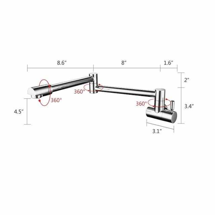 Single Handle Kitchen  Faucet Wall Mounted One Hole Rotatable/Foldable/Centerset, Brass Contemporary Kitchen Faucet Only with Cold Water