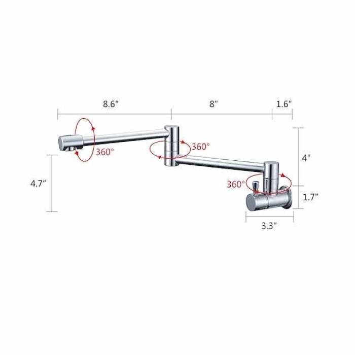 Kitchen faucet - Single Handle One Hole Chrome Pot Filler Wall Mounted Contemporary Kitchen Taps