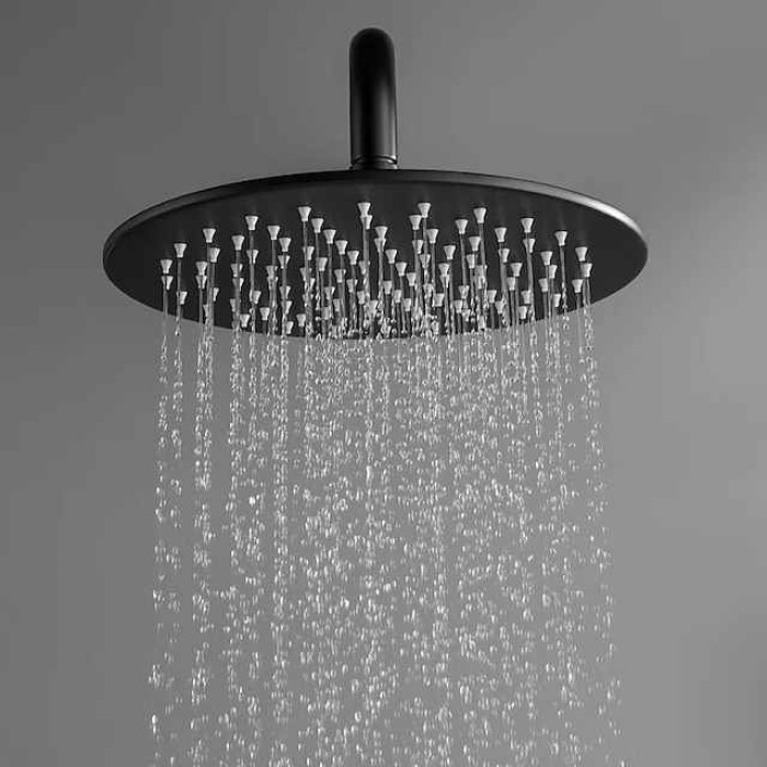 Round Shower System Faucet Set Rainfall Shower Head 8 inch,  Rough In Valve and Trim Kit Combo Kit, High Pressure Heldhead Wall Mounted for Bath Bathroom