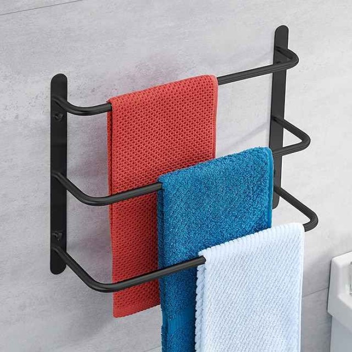 Bathroom Towel Bar Multilayer Bathroom Shelf Contemporary Polished Stainless Steel Bathroom 3-tier Towel Bar Wall Mounted 45/60 cm