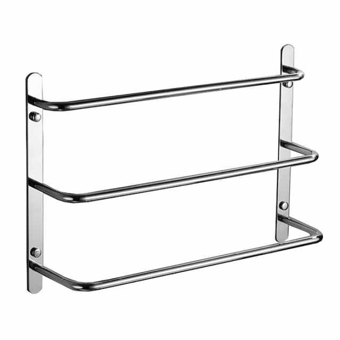 Bathroom Towel Bar Chrome Multilayer New Design Stainless Steel Bath 3 Rods Towel Rack Wall Mounted Silvery 1pc