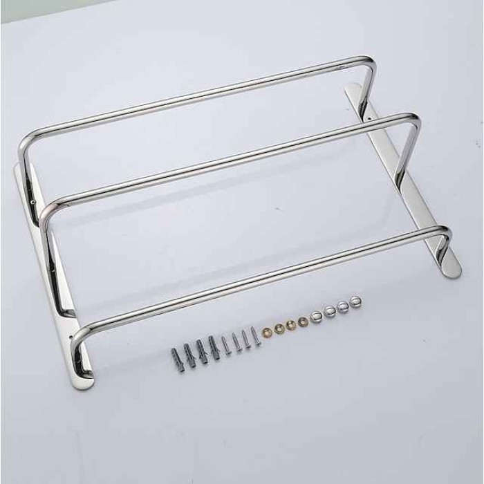 Bathroom Towel Bar Chrome Multilayer New Design Stainless Steel Bath 3 Rods Towel Rack Wall Mounted Silvery 1pc