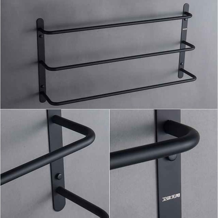 Wall Mounted Towel Rack,Stainless Steel 3-TierTowel Bar Storage Shelf for Bathroom 60cm Towel Holder Towel Rail Towel Hanger