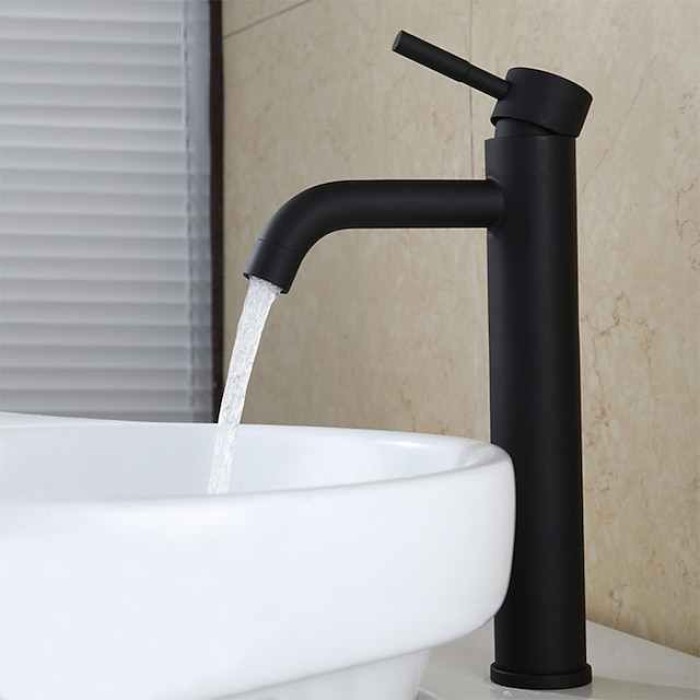 Bathroom Sink Faucet,Single Handle Matte Black Centerset Bath Taps,Stainless Steel COD Bathroom Faucet Adjustable to Cold and Hot Water