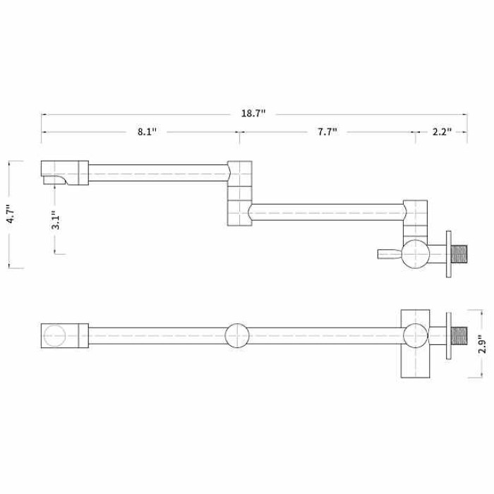 Wall Mounted Kitchen Faucet,Brass Single Handle One Hole Widespread Foldable and Rotatable Painted Finishes Pot Filler Contemporary Kitchen Taps with Hot and Cold Water