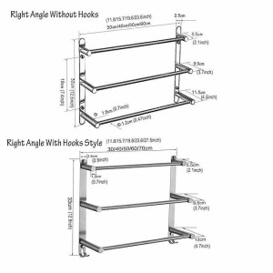 Wall Mounted Towel Rack,Stainless Steel 3-TierTowel Bar Storage Shelf for Bathroom 30cm~70cm Towel Holder Towel Rail Towel Hanger(Black/Chrome/Brushed Golden/Brushed Nickel)