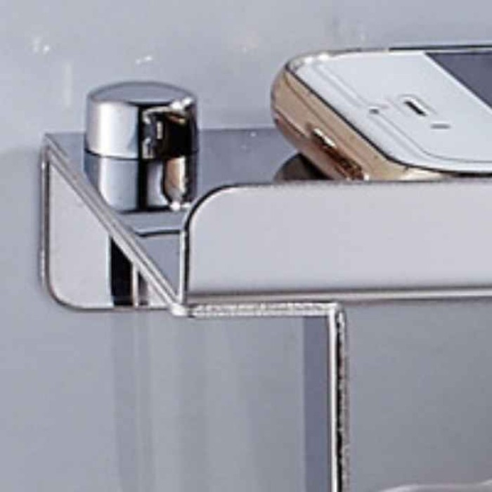 Toilet Paper Holder New Design Stainless Steel Bathroom Roll Paper Holder with Mobile Phone Storage Wall Mounted Silvery 1pc