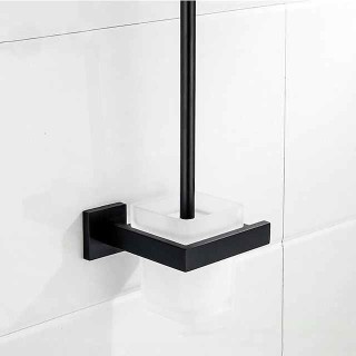 Toilet Brush Holder Set New Design Stainless Steel Matte Black Toilet Brush Holder Wall Mounted 1pc