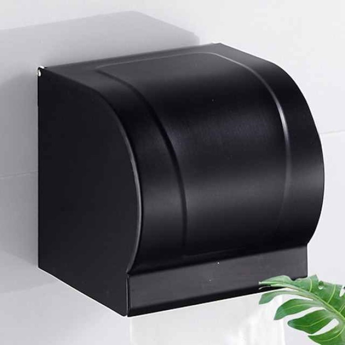 Toilet Paper Holder Contemporary Aluminum Wall Mounted Toilet Paper Roll Holder Matte Black 1pc