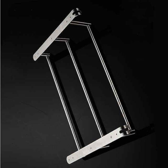 Towel Holder with Hooks for Bathroom,3-Tiers Wall Mounted Stainless Steel Brushed Towel Rack Rustproof Towel Bar 40/50/60CM(Silvery)