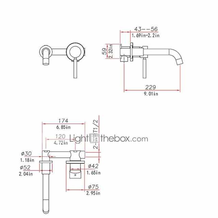 Matte Black Bathroom Sink Faucet Brass Wall Installation Basin Faucet Cold and Hot Water Mixer Tap Contemporary