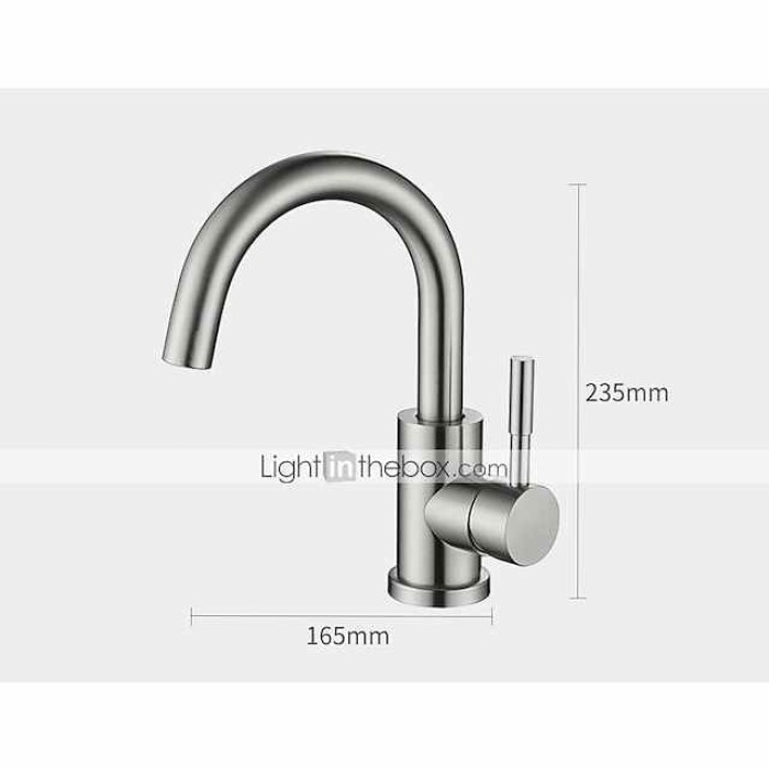 Bathroom Sink Faucet,Single Handle Black Nickel/White Dainted/Brushed One Hole Standard Spout Stainless Steel Bathroom Sink Faucet with Hot and Cold Water