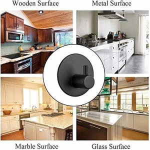 Adhesive Hooks Heavy Duty Wall Hooks 4 Packs Removable Matte Black Durable 304 Stainless Steel Wall Hangers, Waterproof Rustproof Oil Proof for Kitchen, Bathrooms, Doors, Office, Closet