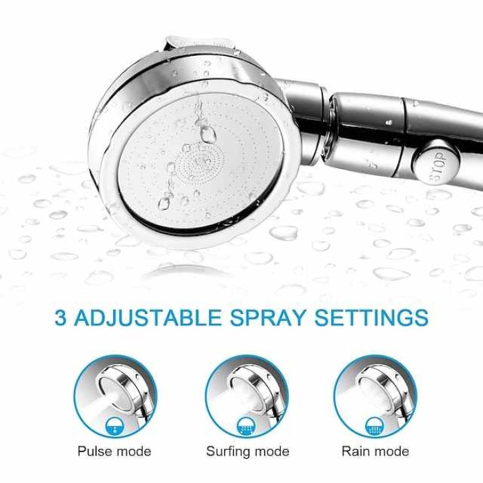 High Quality 1PC High Pressure 3 Modes Shower Head with Stop Button Adjustable Water Saving Showerhead For Home Hotel Bathroom