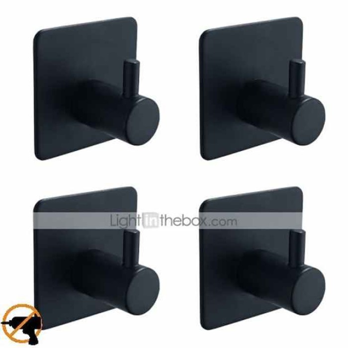 Robe Hook Self-adhesive Contemporary Stainless Steel Bathroom Towel Hook Wall Mounted 4pcs