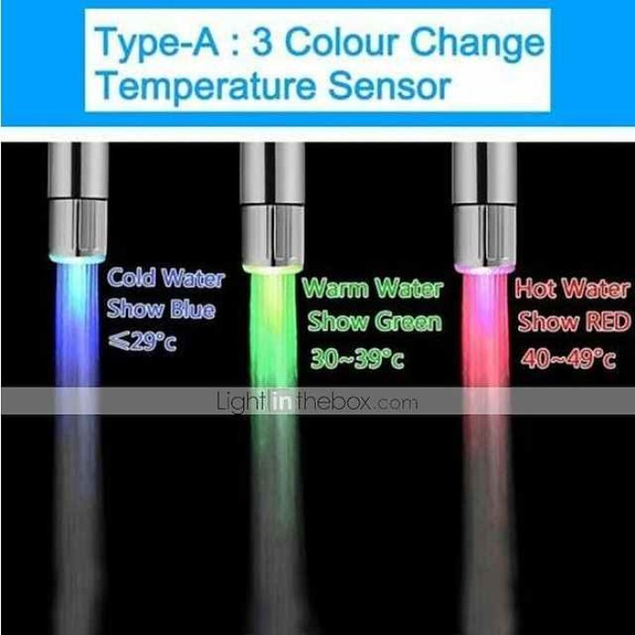 LED Faucet Light 1 Piece Faucet accessories,Three colour Change Temperature Senor