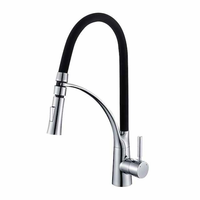 Kitchen faucet - Single Handle One Hole Electroplated Pull-out / ­Pull-down Vessel