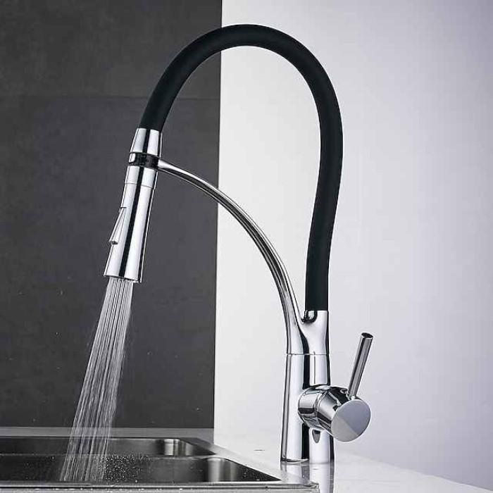 Kitchen faucet - Single Handle One Hole Electroplated Pull-out / ­Pull-down Vessel