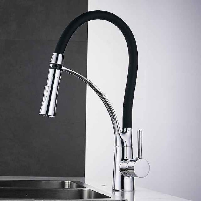 Kitchen faucet - Single Handle One Hole Electroplated Pull-out / ­Pull-down Vessel