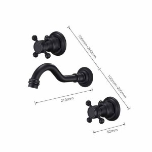 Bathroom Sink Faucet - Wall Mount / Widespread Electroplated Wall Mounted Two Handles Three HolesBath Taps